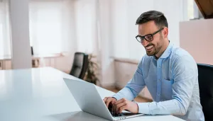 man using laptop