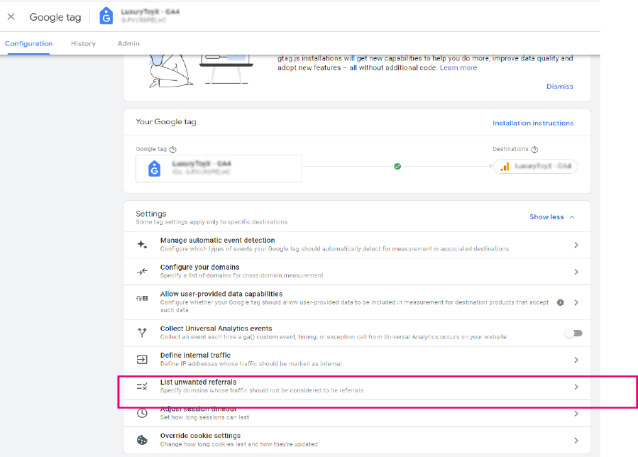 unwanted referrals option