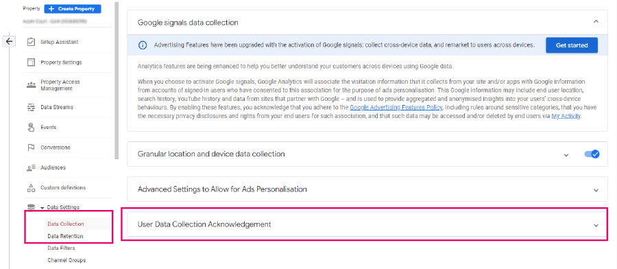 google information for Data signals