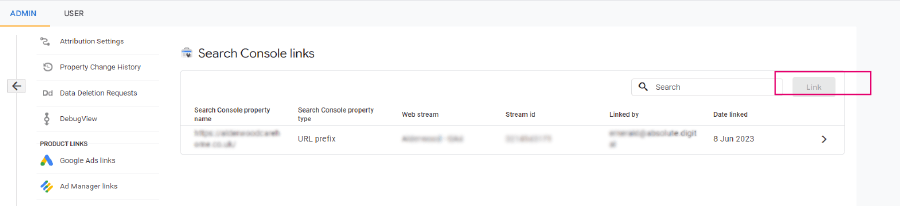 linking google search console on ga4