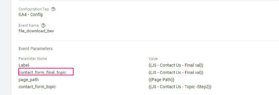contact form parameter name