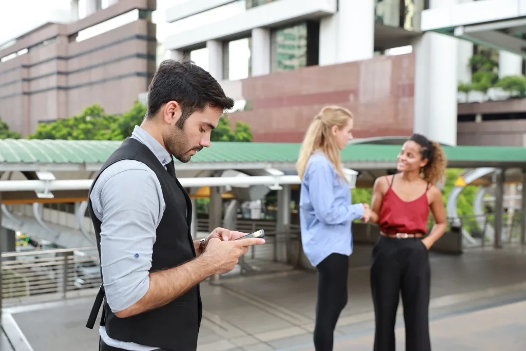 Everyday customers managing money on their phones