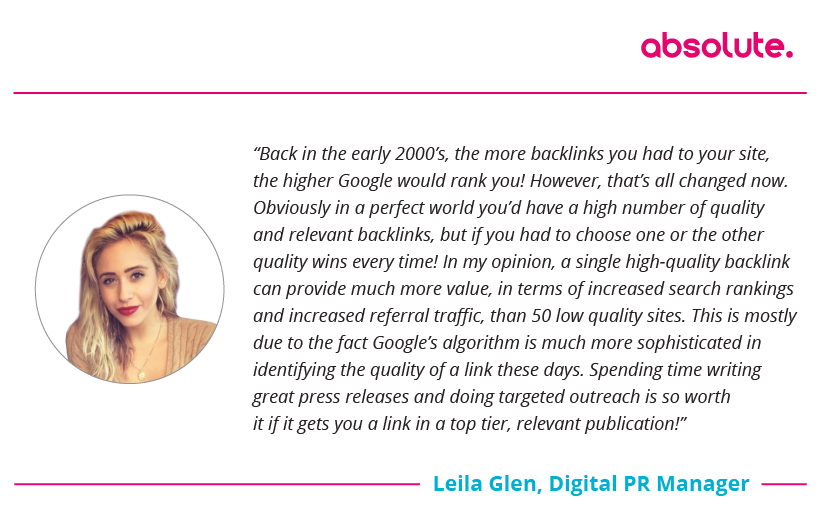 Leila Glen Digital PR Manager Quote