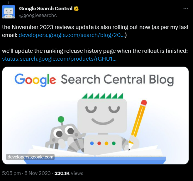 google search central tweet