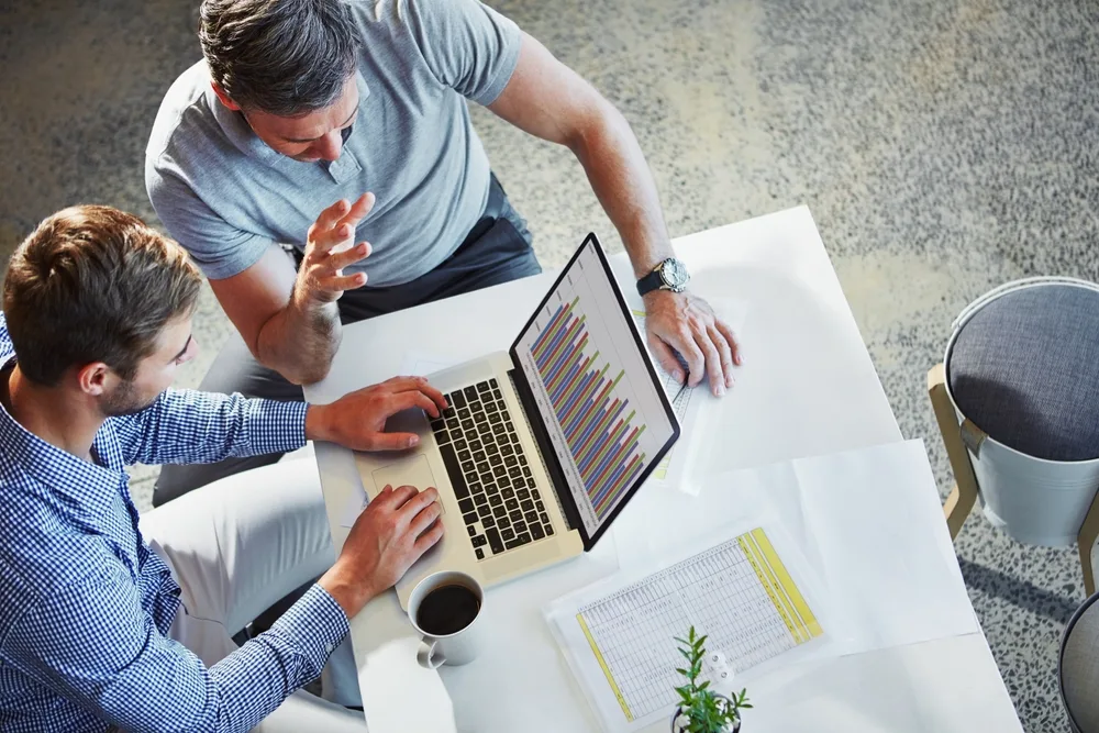 Laptop Statistics Communication And Business People Teamwork On Data Analysis