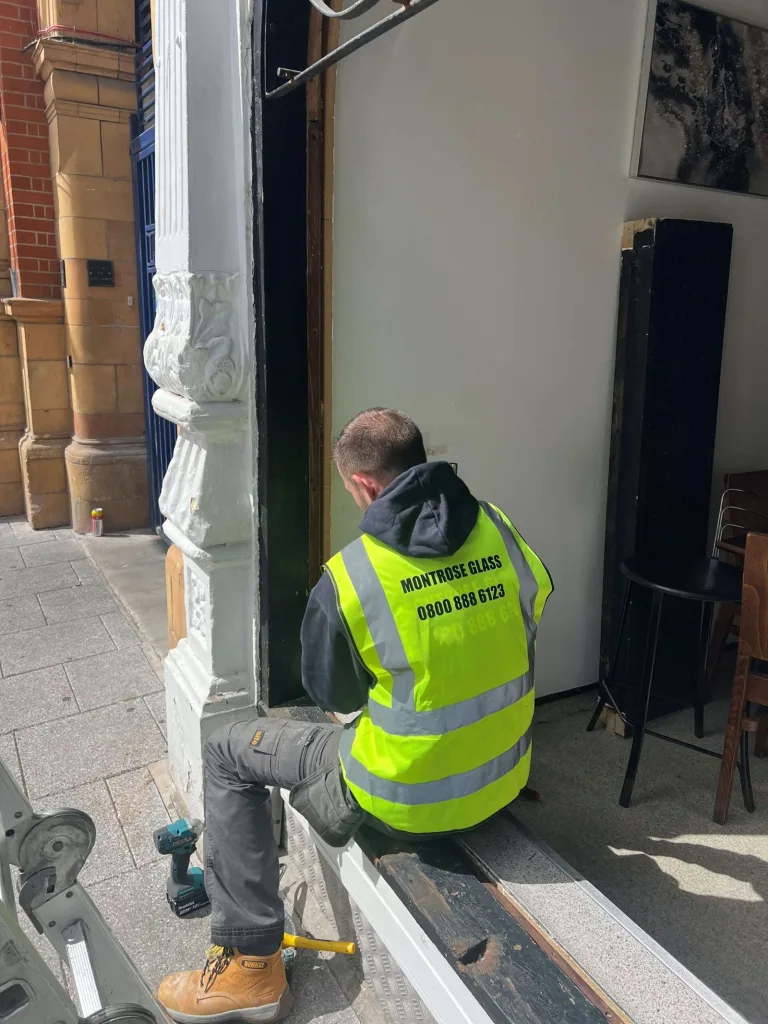 Montrose Glass glaziers carrying out glass repair and glazing work