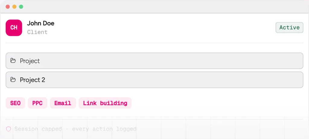 AgencyMindHub project access screen