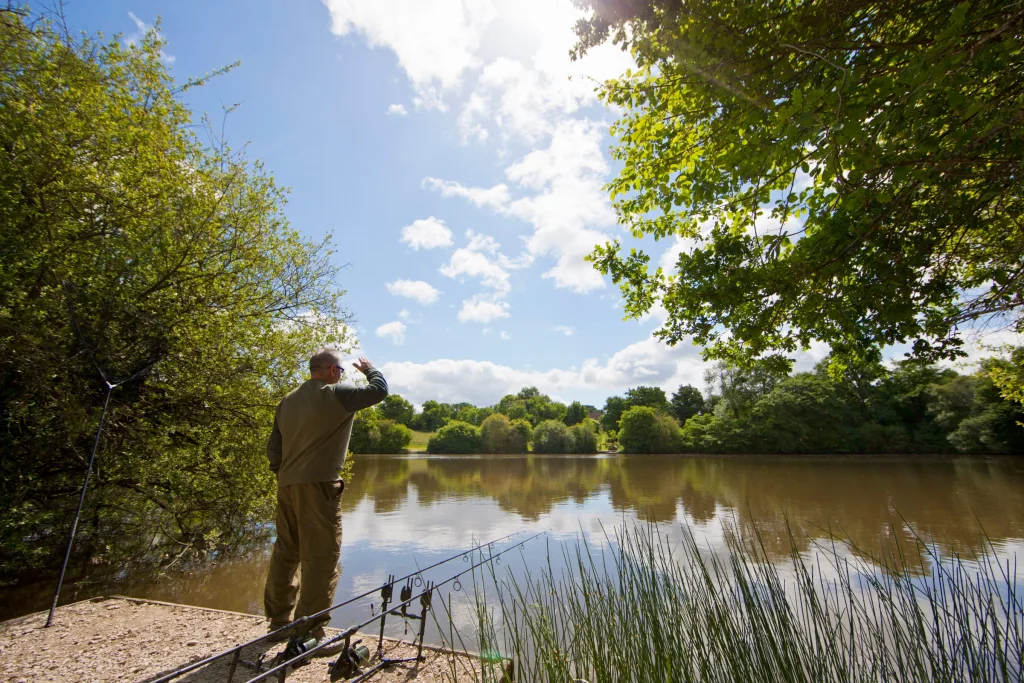 Carp fishing at the lakeside, the sport UK Carp Tech supplies
