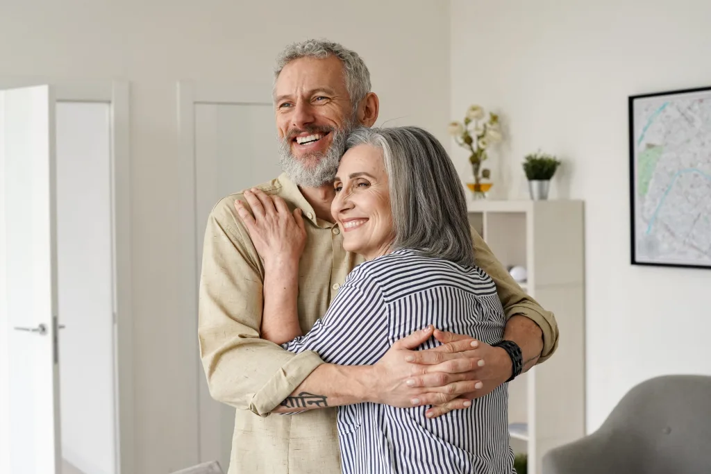 Couples relaxing together at home