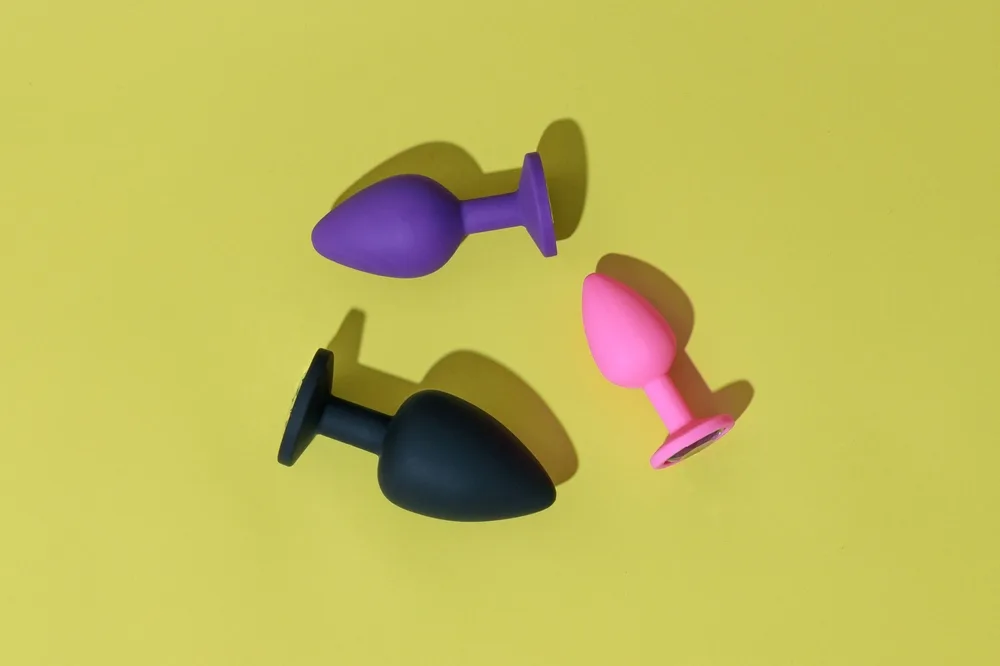 Different Colored Buttplug Sex Toys With Contrast Shadows. Anal Toys